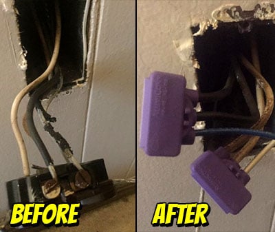 Licensed Hot Shot Electric professionals repairing hazardous aluminum wiring – certified Tulsa experts safely upgrade connections to prevent fire risks.